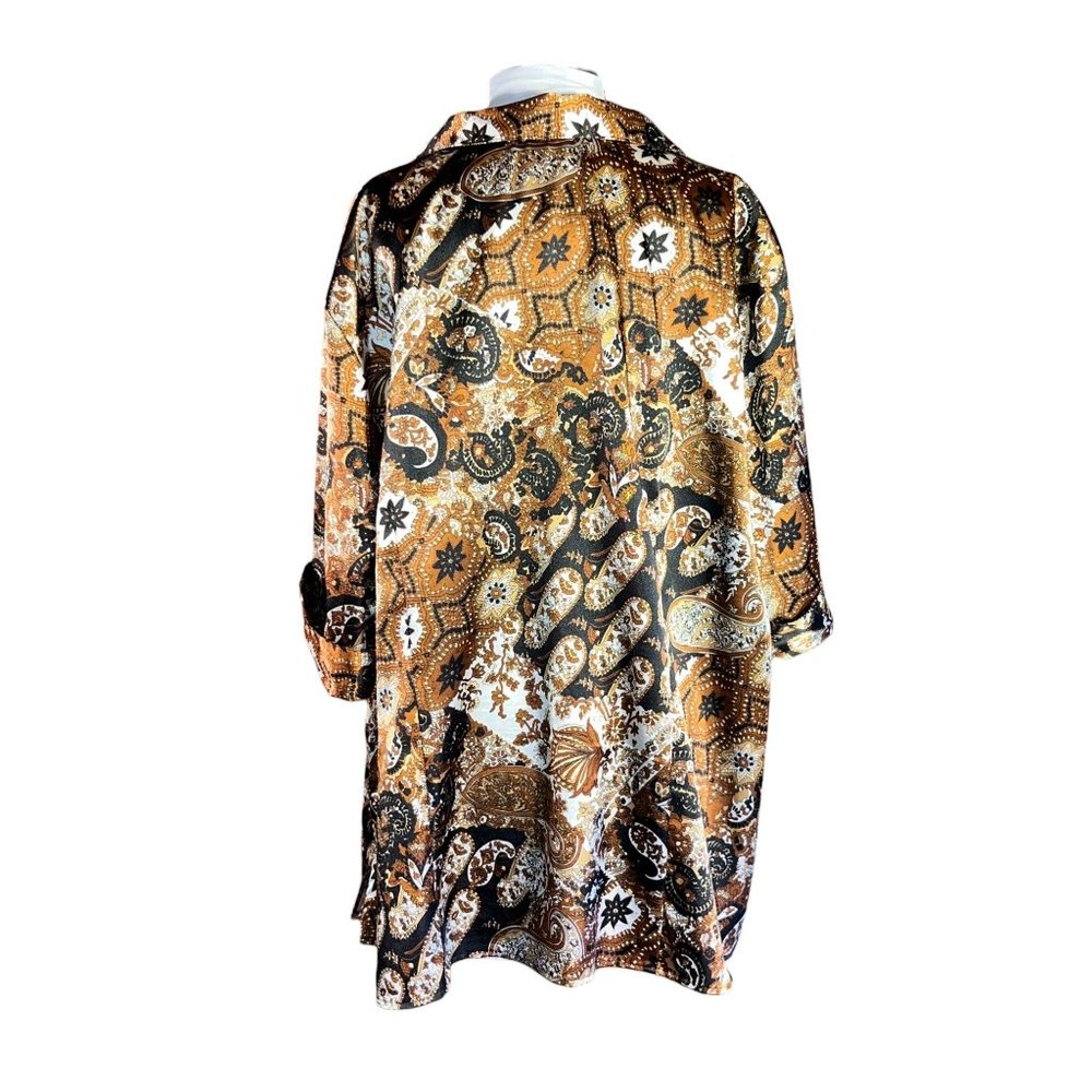 Cato Vintage Button Down Brown Paisley Design Shirt Women Size 26 - Picture 4 of 8
